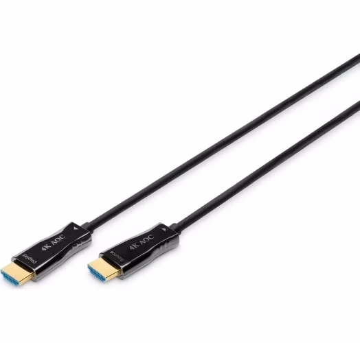 Digitus Připojovací kabel HDMI AOC s hybridním vláknem, typ A M/M, 15 m, UHD 4K@60 Hz, CE, zlatá, bl