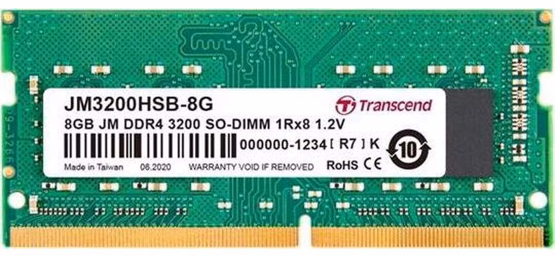 Transcend paměť 8GB (JetRam) SODIMM DDR4 3200 1Rx16 1Gx16 CL22