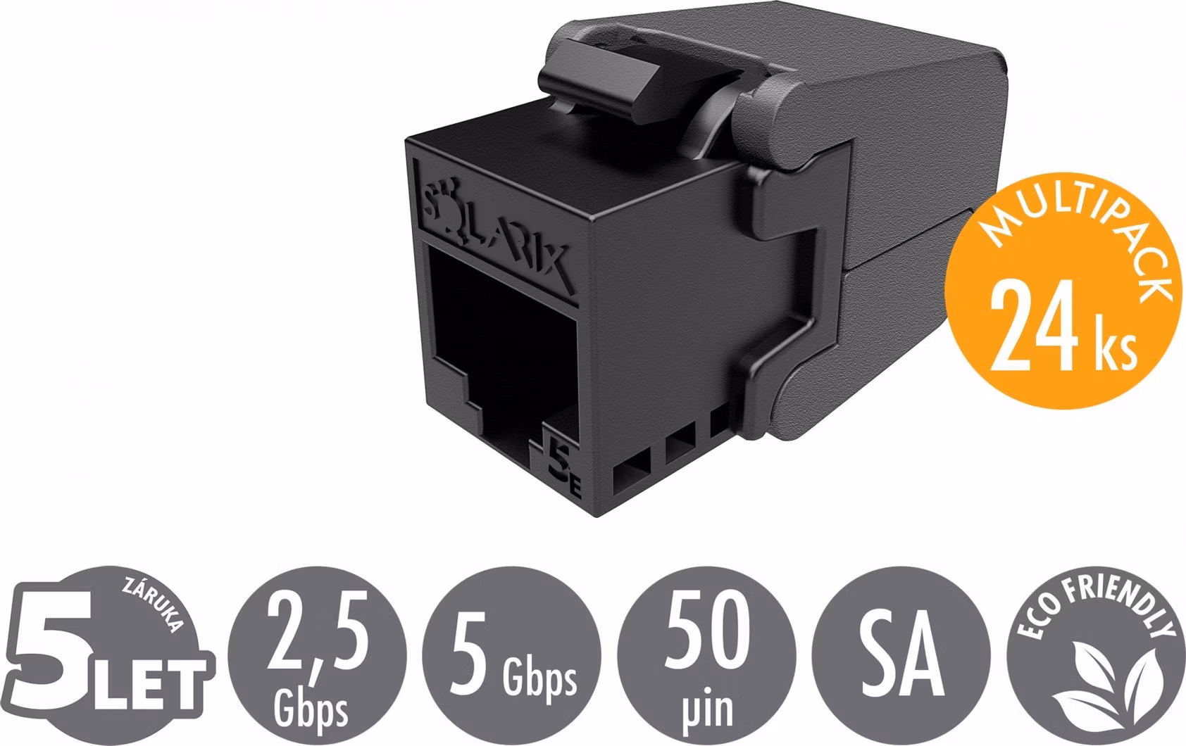 MULTIPACK 24 ks - samorezný keystone Solarix CAT5E UTP SXKJ-5E-UTP-BK-SA