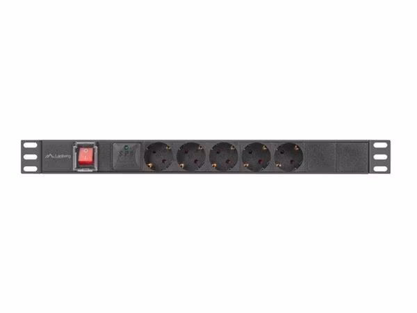 LANBERG 19" 1U 10A 2M 5X SCHUKO ZÁSUVKY ČERNÁ C14