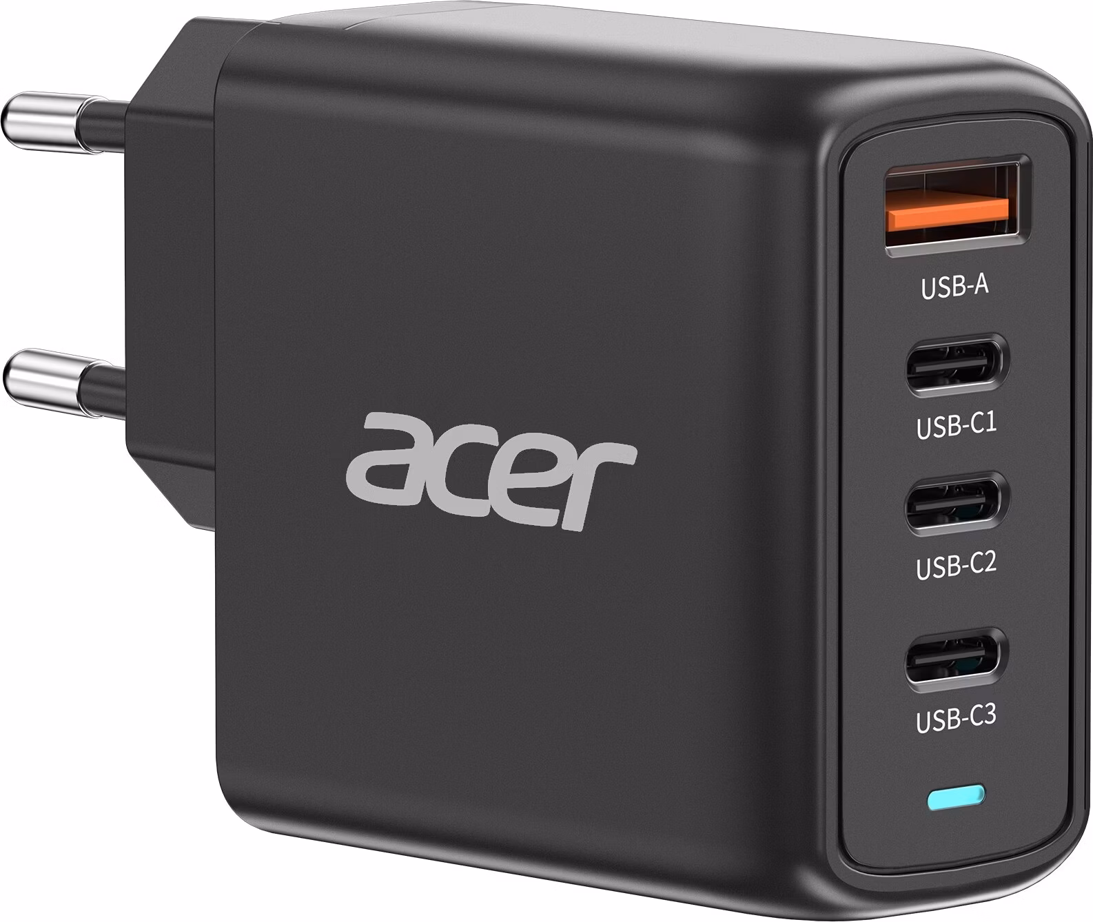 ACER 100W PD GaN charger - black; 3x USB Type-C + 1x USB Type-A ,2m kabel, černá - nabíječka s Power Delivery a GaN = nitrid galia