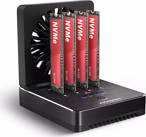 AXAGON ADSA-M2C44, USB4 dokovací stanice pro 4× M.2 NVMe SSD s funkcí klonování