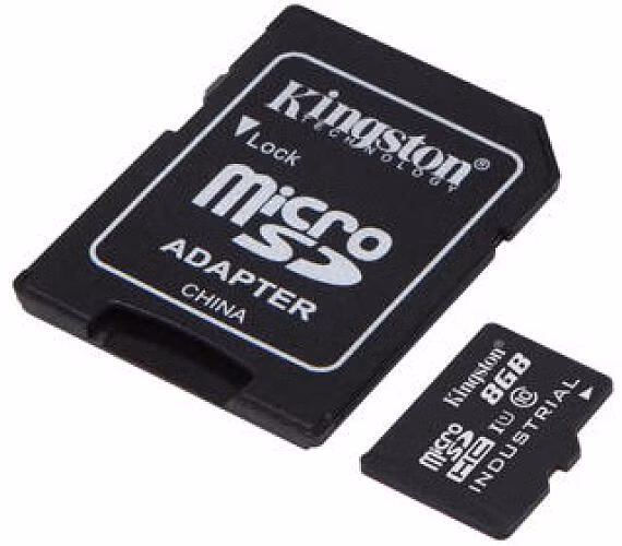 8 GB . microSDHC karta Kingston Industrial C10 A1 pSLC Card + SD Adapter