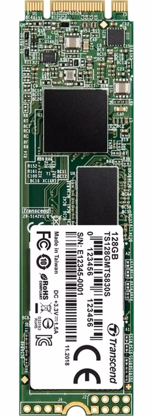 TRANSCEND MTS830S 128GB SSD disk M.2, 2280 SATA III 6Gb/s (3D TLC), 560MB/s R, 380MB/s W