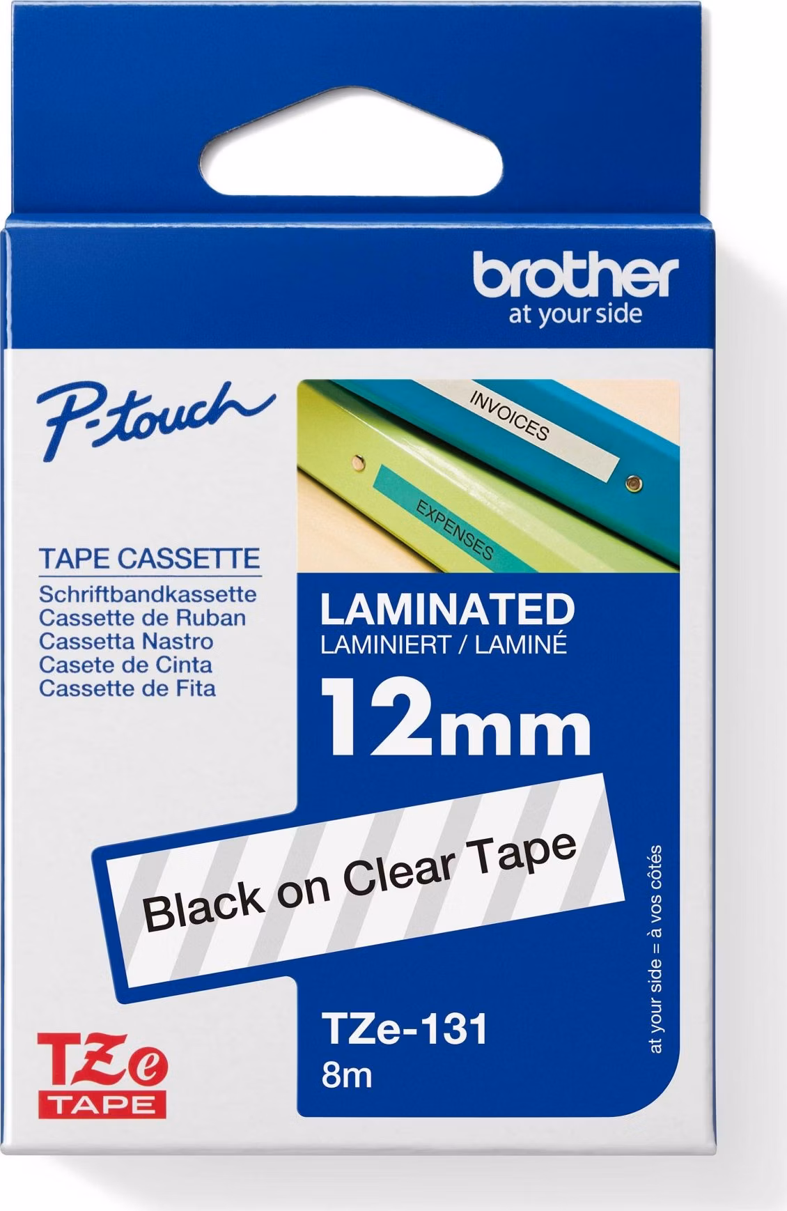 BROTHER TZE131 - 12 mm široká kazeta TZ, laminovaná TZE-131, priesvitné/čierne písmo