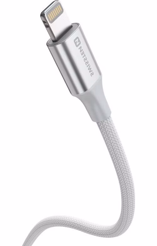 SWISSTEN DATOVÝ KABEL TEXTILE II USB / LIGHTNING 1,5 M BÍLÝ