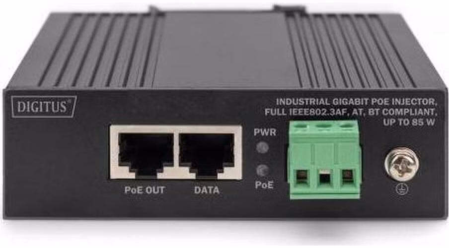 DIGITUS Industrial Gigabit PoE Injector FullIEEE802.3af,at,bt Compliant, up to 85 W