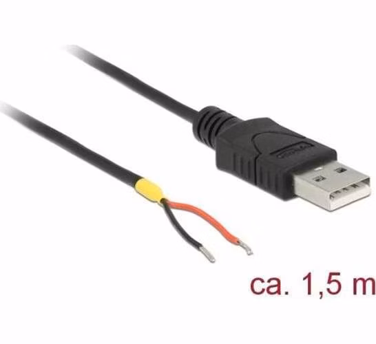 Delock Kabel USB 2.0 Typ-A samec > 2 x dráty bez konektoru 1,5 m Raspberry Pi