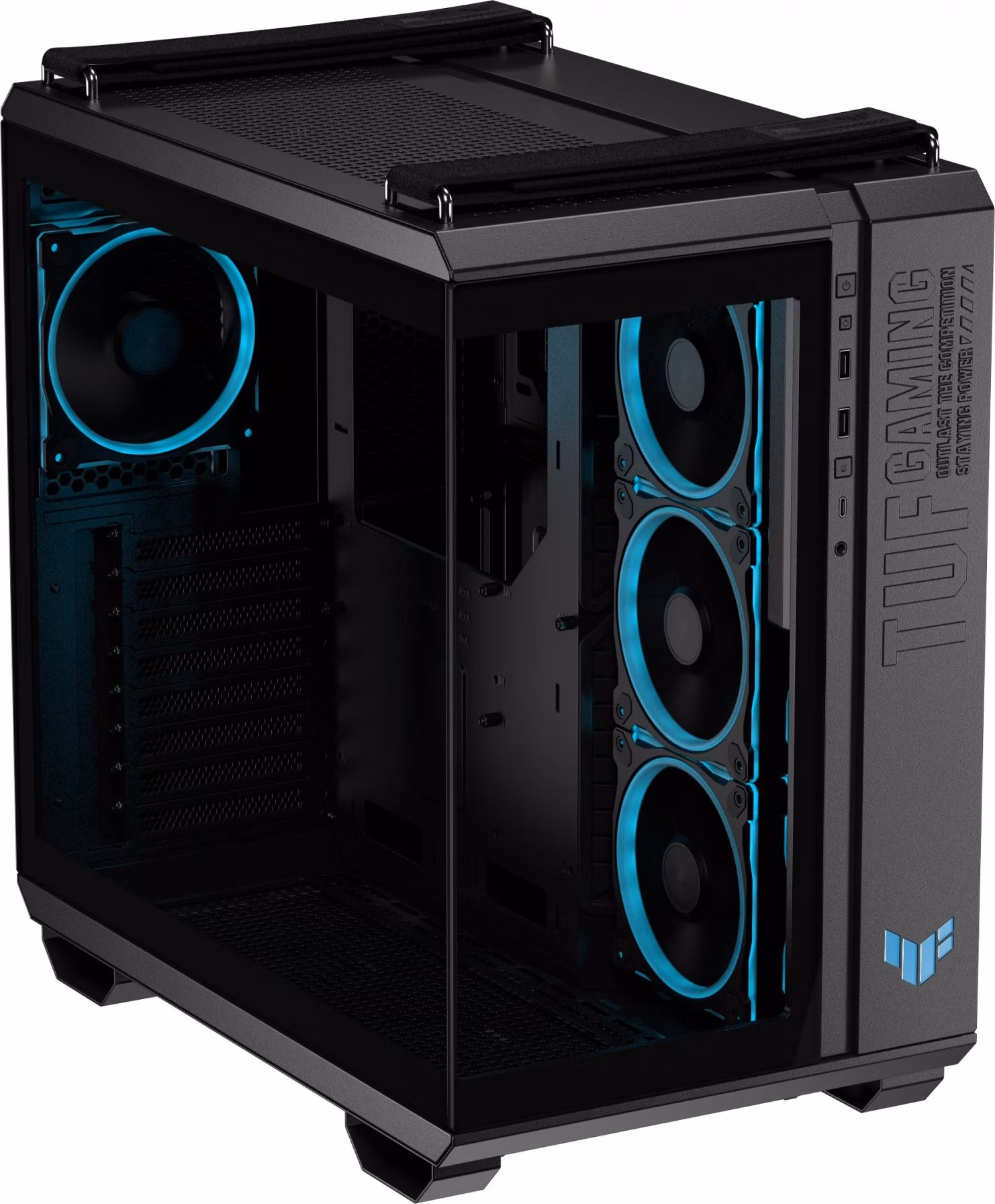 ASUS case TUF GAMING GT502 HORIZON, Mid Tower, průhledná bočnice, 4x 120mm ARGB Fan, černá
