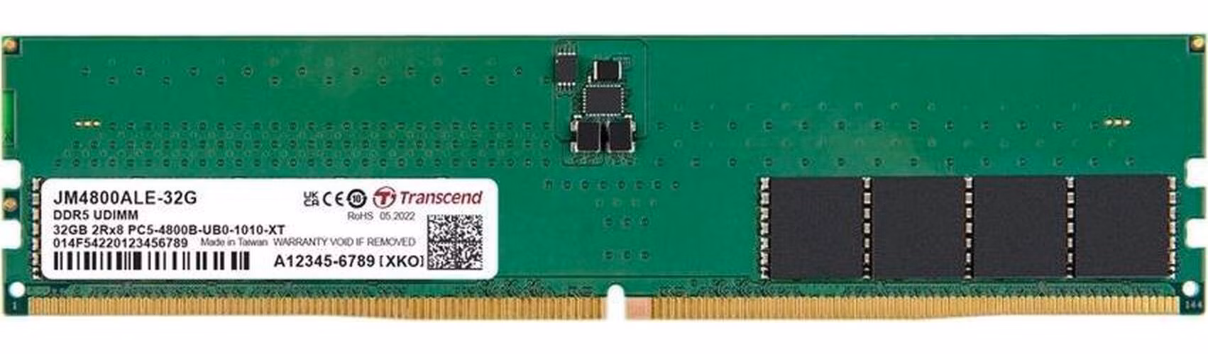 Transcend paměť 32GB DDR5 4800 U-DIMM (JetRam) 2Rx8 2Gx8 CL40 1.1V