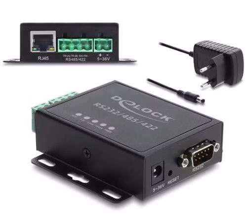 Delock Převodník Ethernet LAN na RS-232/RS-485/RS-422 a brána Modbus RTU/TCP, izolace 1,5 kV