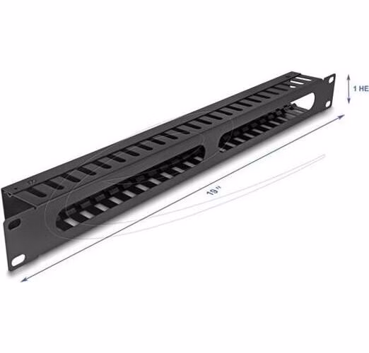 Delock 19” Management panel pro správu kabelů, se 2 otvory, 1U, kov, černý