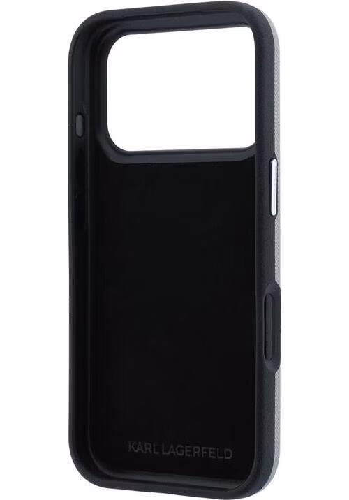 Karl Lagerfeld PU Semi Wrap Saffiano K&amp;CH Heads kryt iPhone 18 Pro Max šedá