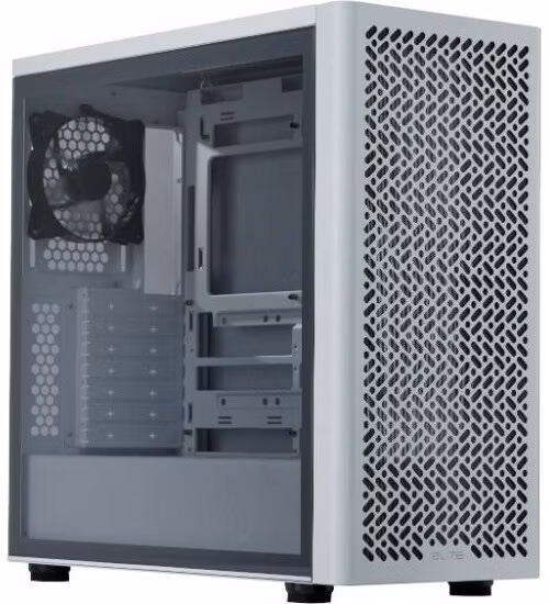 Cooler Master case Elite 502 White Lite, Průhledná bočnice, ATX, 1x 120mm Fan, bílá