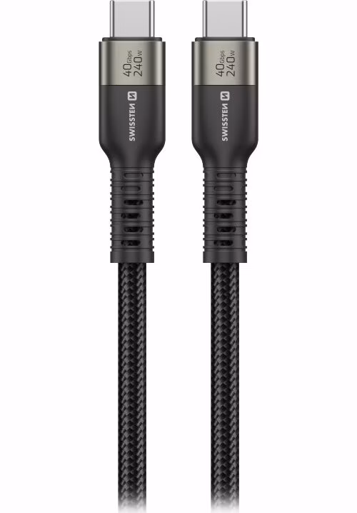 SWISSTEN DATOVÝ VIDEO KABEL USB 4.0, USB-C, 240W, 8K@60Hz, 40 Gb/s, TB3 &amp; TB4, 0,5 M ČERNÝ