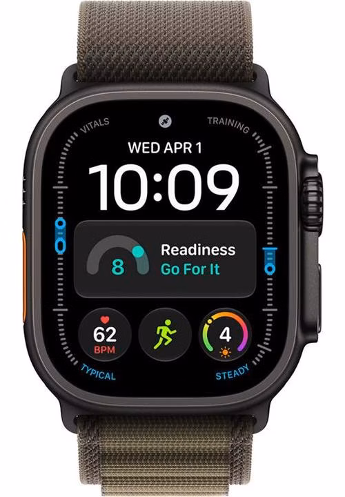 Apple Watch 49mm Dark Olive Alpine Loop - Medium - Black Titanium Finish