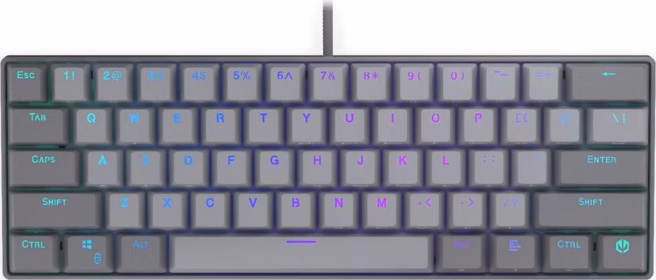Endorfy Thock V2 Compact Klávesnice, herní, drátová, mechanická, Endorfy Red,US layout, 60% velikost,ARGB, hliníková,USB,šedá