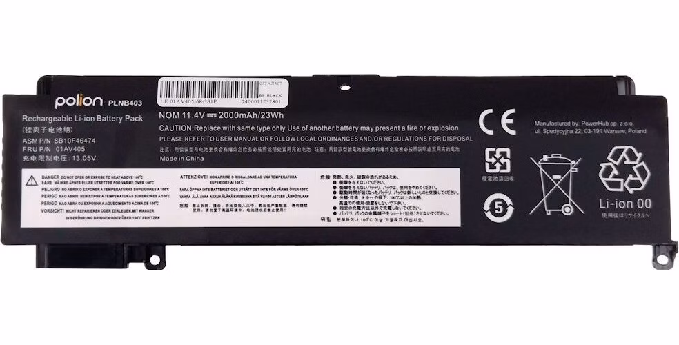 TRX Baterie Polion 01AV405 pro notebooky LENOVO ThinkPad T460s T470s - 11.4V 2000mAh 23Wh /neoriginální