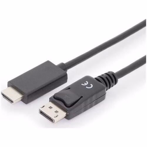 Digitus kabelový adaptér DisplayPort, DP - HDMI typu A, M / M, 2,0 m, s blokováním, DP 1.2_HDMI 2.0, 4K / 60Hz, CE, bl