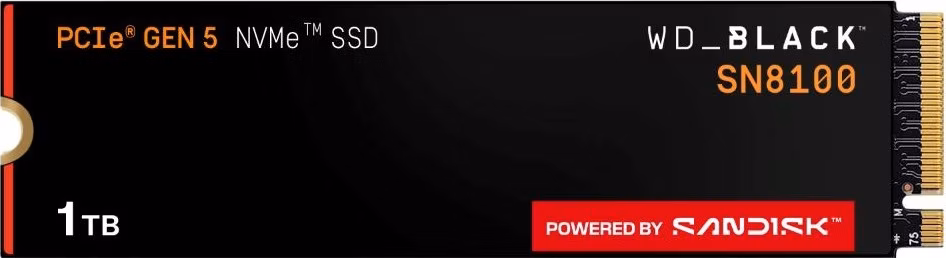 WD BLACK SSD NVMe 1TB PCIe SN8100 Powered by SanDisk, Gen5, (R:14900, W:11000MB/s)