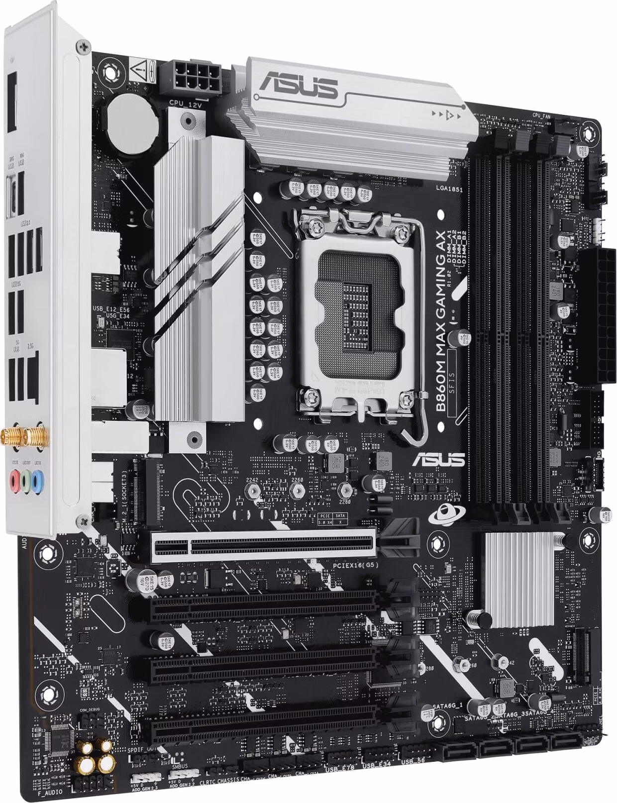 ASUS MB Sc LGA1851 B860M MAX GAMING AX, Intel B860, 4xDDR5, 1xDP, WiFi, mATX