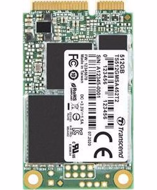 TRANSCEND MSA452T2 512GB Industrial 3K P/E SSD disk mSATA, SATA III 6Gb/s (3D TLC), 560MB/s R, 520MB/s W