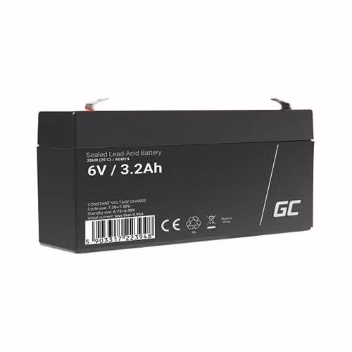 Green Cell AGM VRLA 6V 3.2Ah maintenance-free battery for the alarm system, cash register, toys