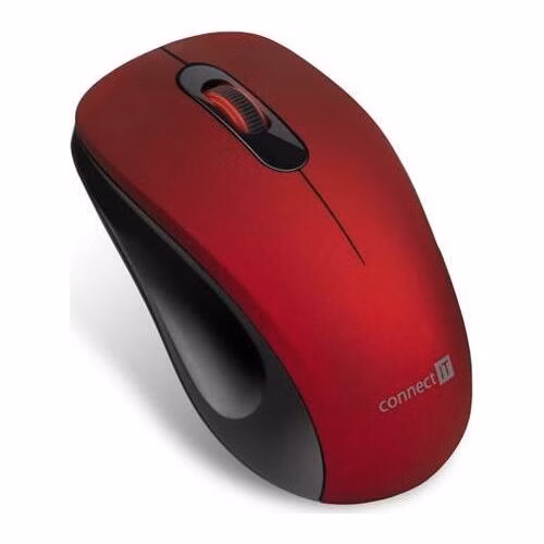 CONNECT IT "MUTE" bezdrátová optická tichá myš, USB, (+ 1x AA baterie zdarma), červená