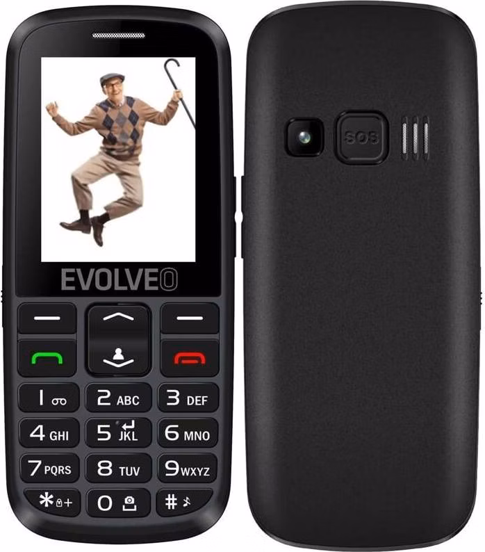 EVOLVEO EasyPhone EG, mobilní telefon pro seniory s nabíjecím stojánkem (černá barva)