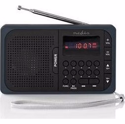 Nedis RDFM2100GY - FM Rádio | 3,6 W | Port USB a Slot na microSD kartu | Černá / Šedá