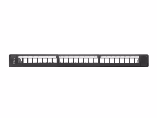 LANBERG 24PORTOVÝ PATCH PANEL 1U S ORGANIZÉREM PRO KEYSTONE MODULY ČERNÝ