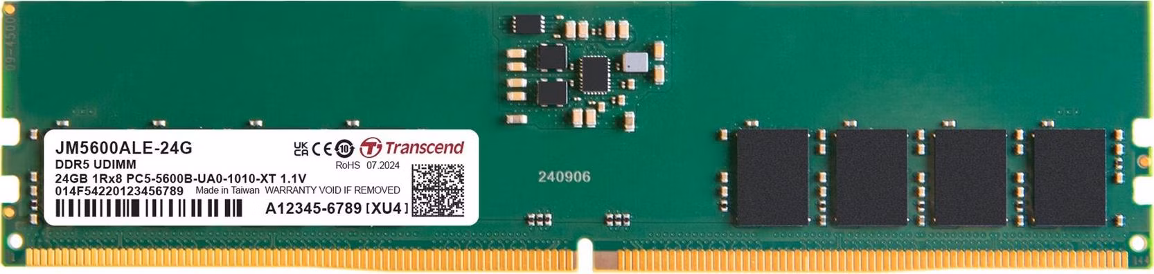 Transcend paměť 24GB JM DDR5 5600 U-DIMM 1Rx8 3Gx8 CL46 1.1V