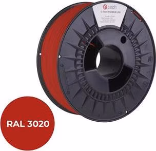 C-TECH tisková struna PREMIUM LINE ( filament ) , PLA, dopravní červená, RAL3020, 1,75mm, 1kg