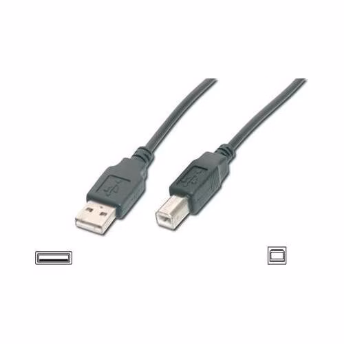 Digitus USB kabel A/samec na B/samec, 2x stíněný, černý, 3m