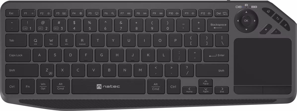 Bezdrôtová klávesnica pre Smart TV Natec TURBOT 2/USB+BT/US/Čierna