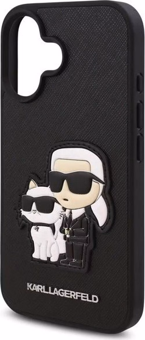 Karl Lagerfeld PU Saffiano Karl and Choupette kryt iPhone 16 čierny