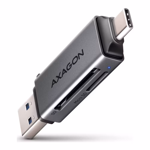BAZAR - AXAGON CRE-DAC, USB-C + USB-A, 5 Gbps - MINI čtečka karet, 2-slot &amp; lun SD/microSD, - Po opravě (Komplet)