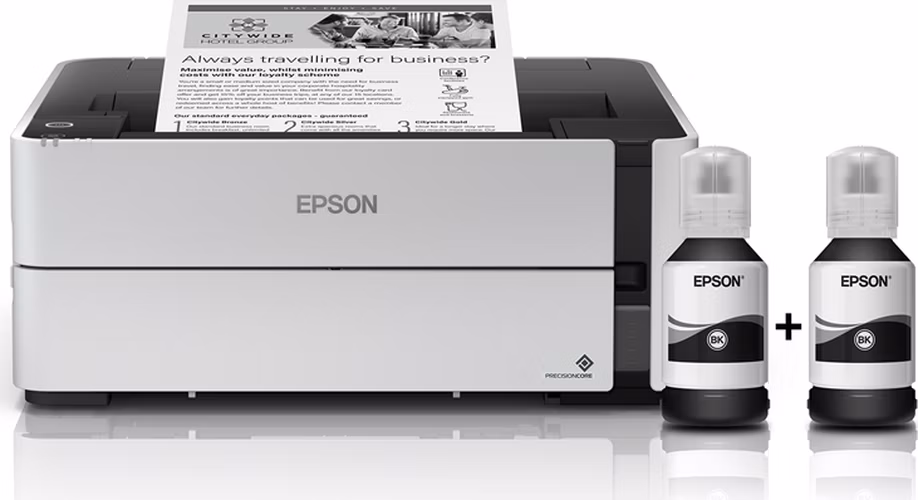 Atramentová tlačiareň EPSON EcoTank Mono M1170, A4, 1200x2400dpi, 39 str./min, USB, duplex, 3 roky záruka po registrácii.