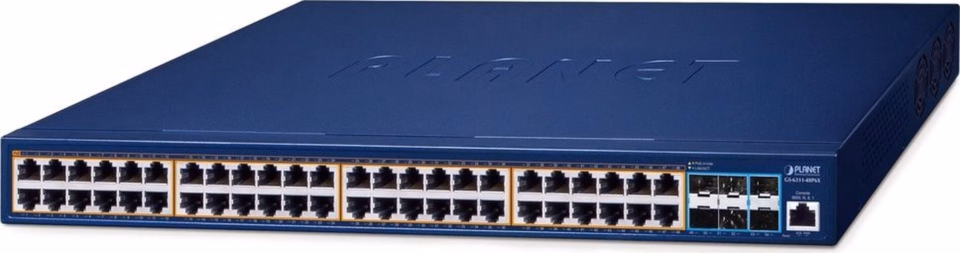 Planet GS-6311-48P6X L3 switch, 48x1Gb, 6x10Gb SFP+, 48x PoE 802.3at 600W, QoS