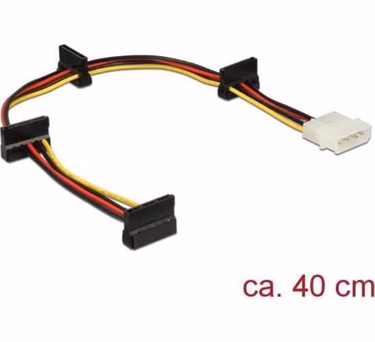 Delock Napájecí kabel Molex 4 pin samec > 4 x SATA 15 pin samice 40 cm