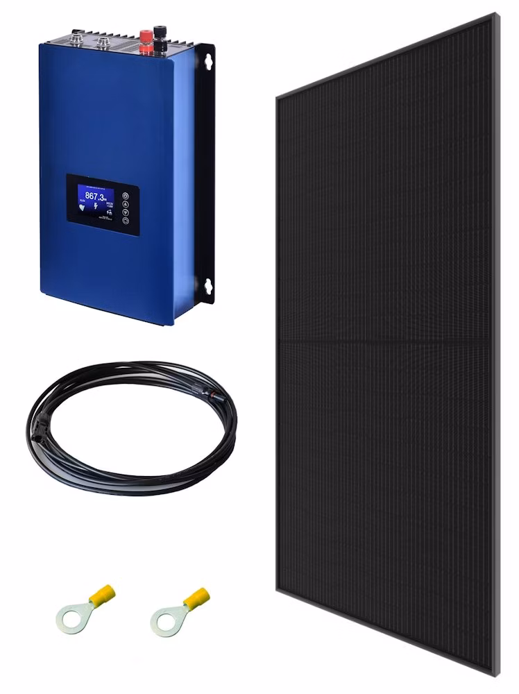 Solarmi 600B Balkónová elektrárna 1kW GridFree GTIL měnič s limiterem + 600Wp černý solární panel + příslušenství