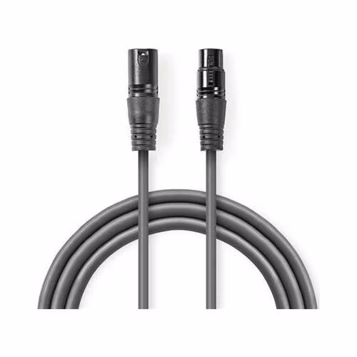 Nedis COTH15012GY50 - Digitální DMX Kabel 110 Ohmů | XLR 3pinová Zástrčka – XLR 3pinová Zásuvka | 5 m | Šedá barva