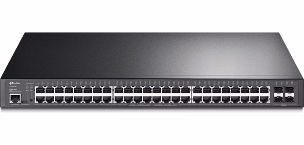 Omada 52-Port Gigabit L2+ Managed Switch with 48-Port PoE+ PORT: 48× Gigabit PoE+ Ports, 4× Gigabit SFP Slots, RJ45/Micr
