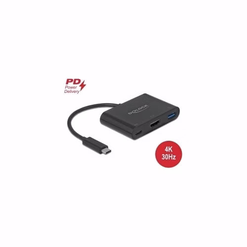 Delock Adaptér USB Type-C™ na HDMI 4K, 30 Hz, s PD USB Typu-A a USB Type-C™ PD
