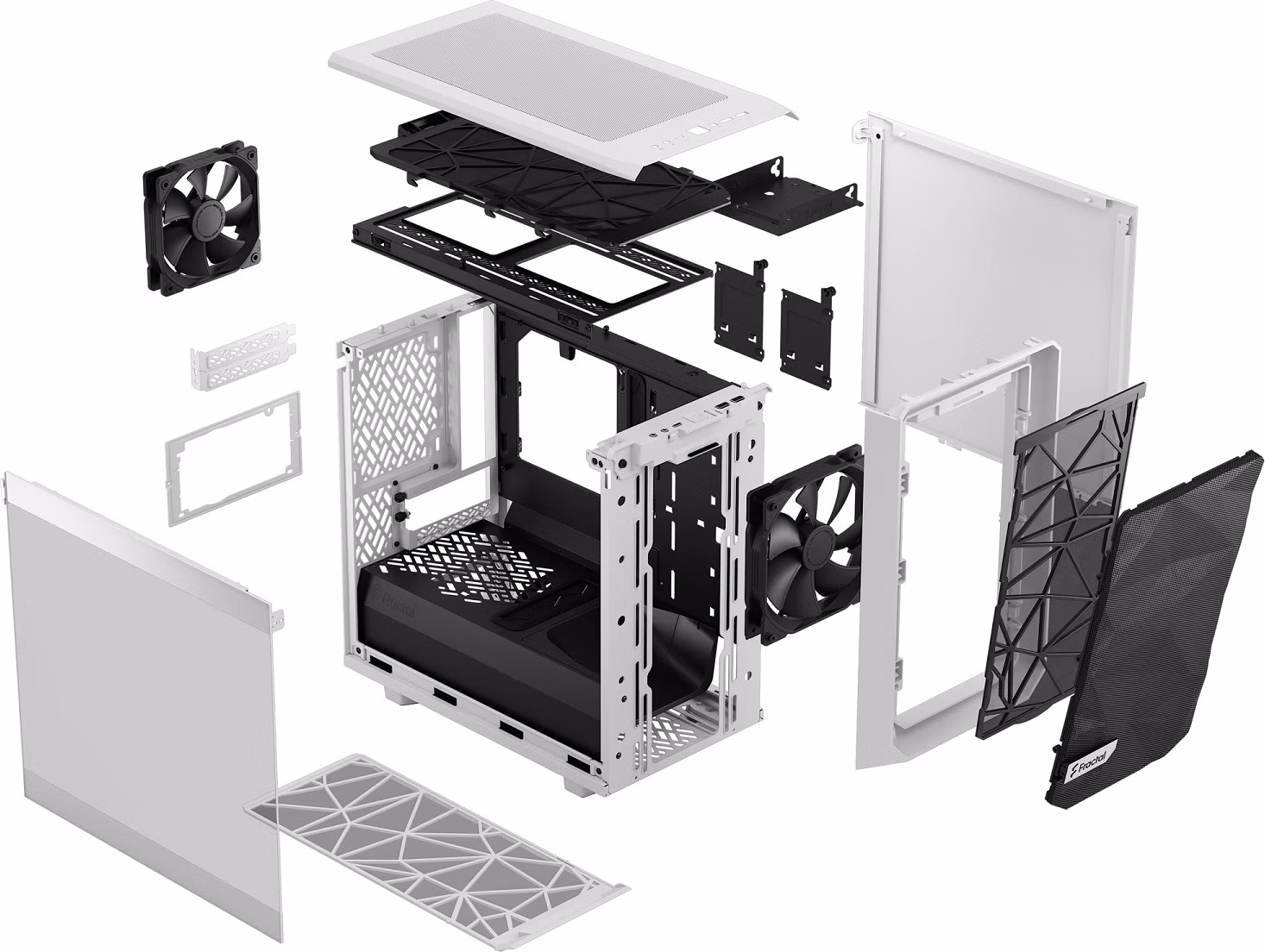 Fractal Design Meshify 2 Nano White TG Clear Tint/Mini ITX/Transpar./Biela