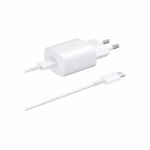 Samsung síťová nabíječka EP-TA800EWE + kabel EP-DA705BWE USB-C, 25W, bílá, (bulk)