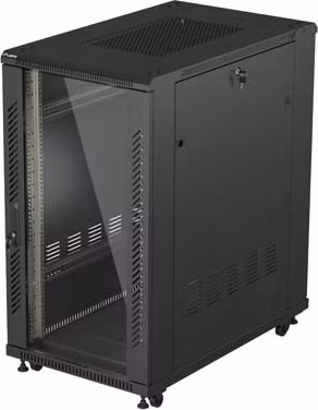 19" VOLNĚ STOJÍCÍ RACKOVÁ SKŘÍŇ 22U 600X1000 ČERNÉ SKLENĚNÉ DVEŘE LANBERG (PLOCHÉ BALENÍ)