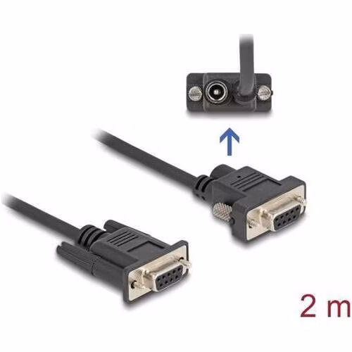 Delock Sériový kabel ze zásuvky RS-232 D-Sub9 na zásuvku D-Sub9, napájení na pinu 9, délka 0,5 m