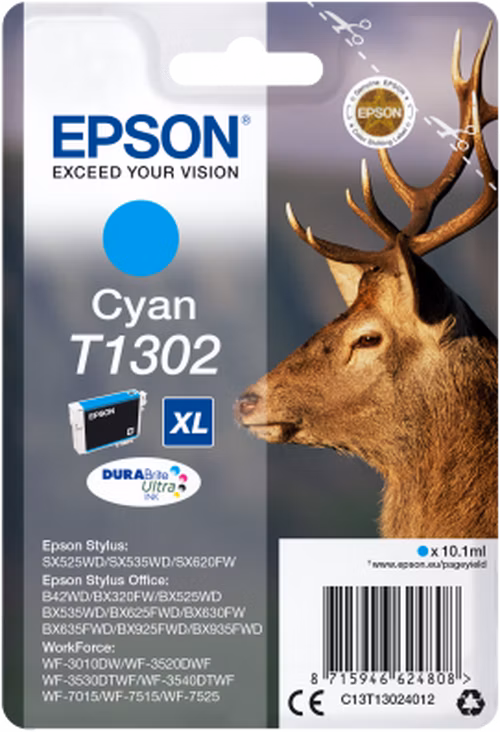 Atramentová tyčinka EPSON Singlepack "Deer" Cyan T1302 DURABrite Ultra Ink (10,1 ml)