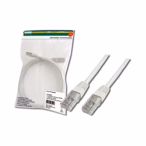 Digitus Patch Cable, UTP, CAT 5e, AWG 26/7, měď, bílý 5m